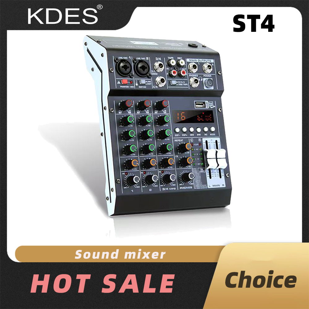 Audio Mixer 4 Channel Usb Bluetooth Pc - KDES ST4 เครื่องผสมเสียง 4 ช่อง 99