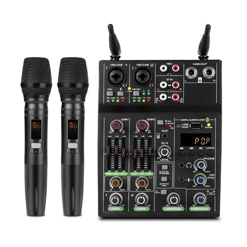 Audio Mixer 4 Channel Usb Bluetooth Pc - ABAC-USB บลูทูธ รีเวิร์บไมโครโฟน 4 ช่องคอนโซลมิกเซอร์เสียงสำหรับดีเจพีซีการบันทึกการผสมผสานด้วยไมโครโฟนไร้สาย