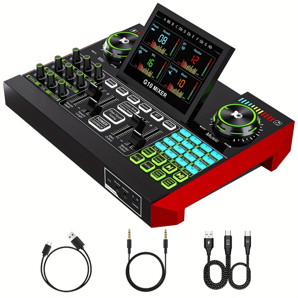 Studio Audio Interface With 48V Phantom - Tenlamp G10 อุปกรณ์สำหรับพอดแคสต์ ซาวด์การ์ดสำหรับไลฟ์สด มิกเซอร์เสียง พร้อมไฟเลี้ยงแฟนทอม