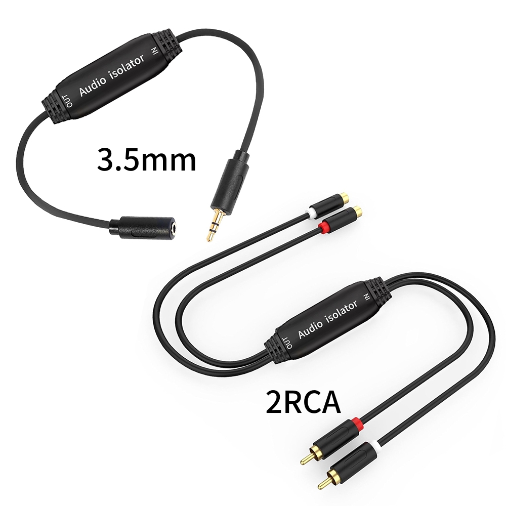 Audio Ground Loop Isolator 3.5Mm Rca - ตัวกรองสัญญาณรบกวนจากวงจรกราวด์ 3.5 มม. AUX RCA สำหรับระบบสเตอริโอในรถยนต์และบ้าน