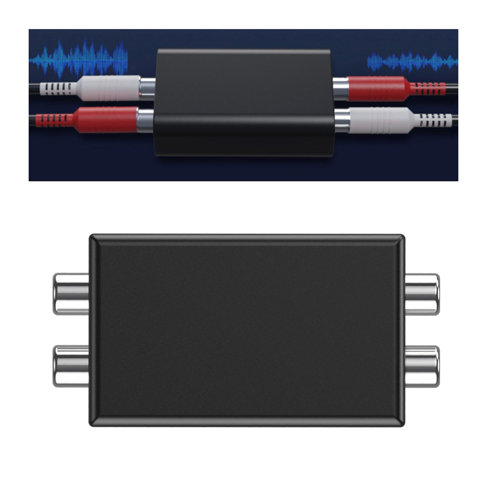 Audio Ground Loop Isolator 3.5Mm Rca - ตัวกรองเสียงรบกวน 3.5 มม. สำหรับระบบเครื่องเสียงรถยนต์ ตัวกำจัดเสียงฮัมแบบพกพา สีดำ