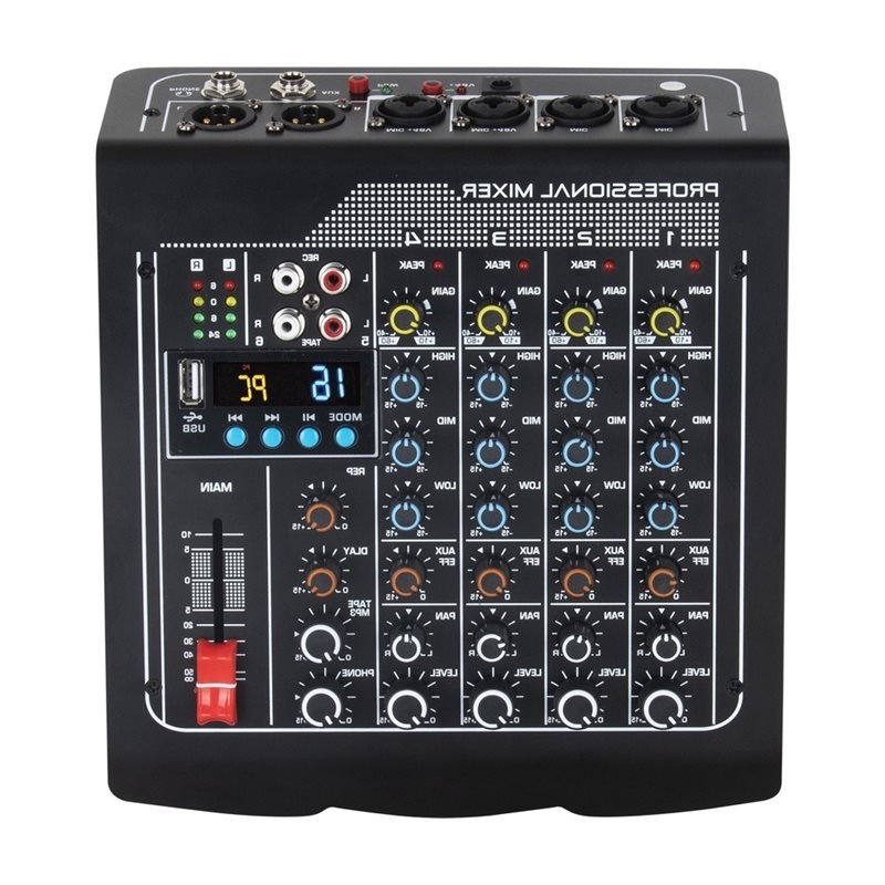 Studio Audio Interface With 48V Phantom - มิกเซอร์เสียง 4 ช่อง พร้อมบลูทูธ ไฟเลี้ยงแฟนทอม 48V