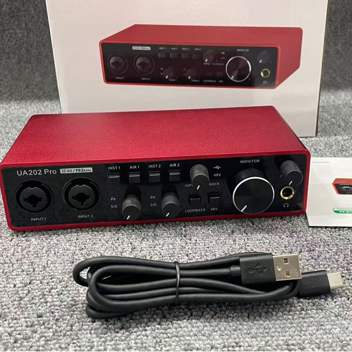 Studio Audio Interface With 48V Phantom - การ์ดเสียงระดับมืออาชีพ UA202 Pro อินเทอร์เฟซเสียง USB พร้อมแหล่งจ่ายไฟ