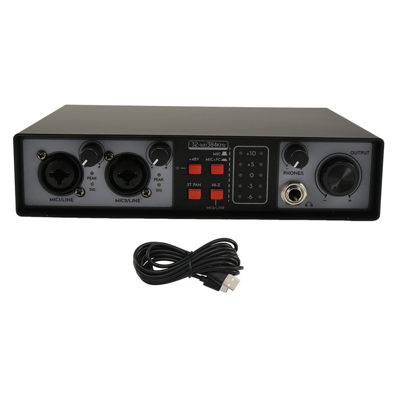 Studio Audio Interface With 48V Phantom - SQPP-2 อินเทอร์เฟซเสียง USB แบบ 2 อินพุต