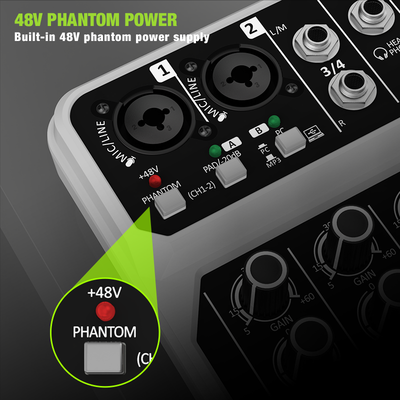 คอนโซลมิกเซอร์เสียง 4 ช่องพร้อ - Audio Mixer 4 Channel Usb Bluetooth Pc บทวิจารณ์และราคา