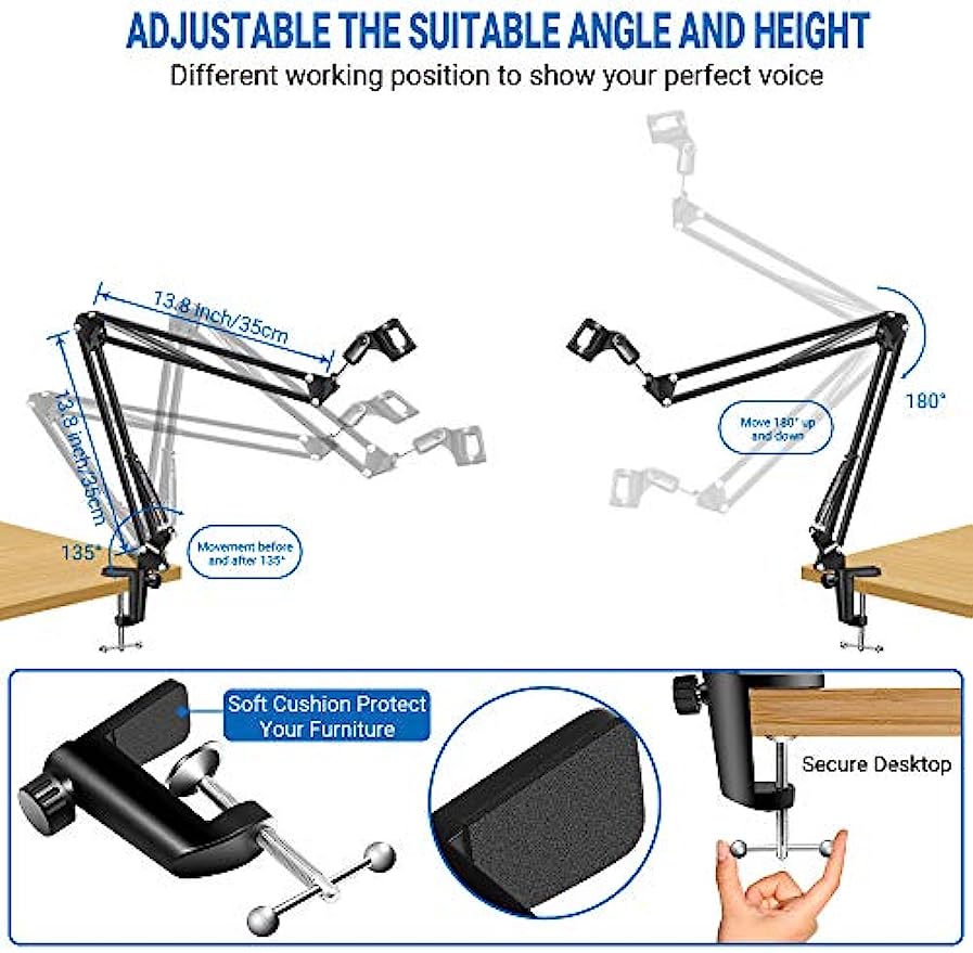 ขาตั้งไมโครโฟนแบบปรับได้สำหรับ - Recording Studio Broadcast Boom Arm บทวิจารณ์และราคา