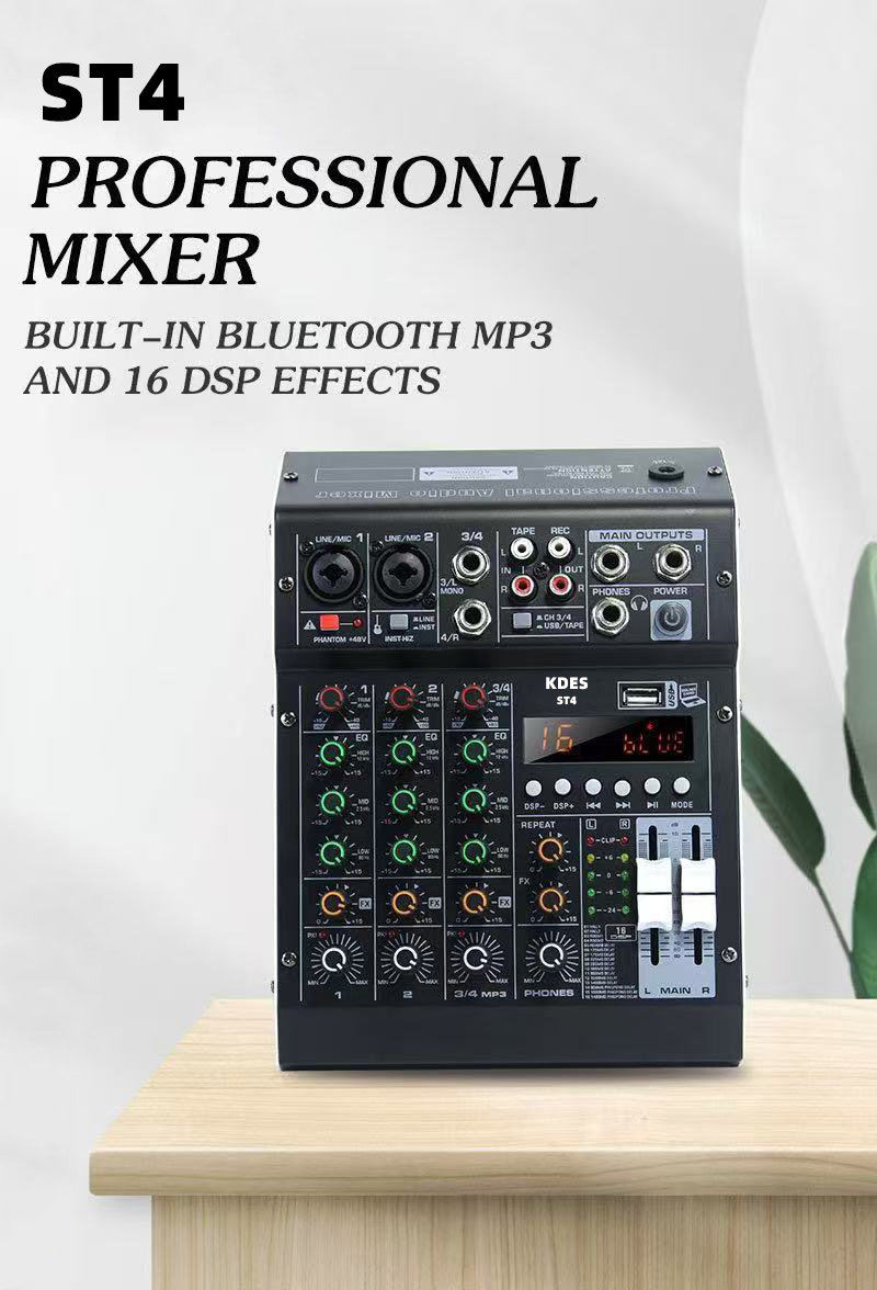 KDES ST4 เครื่องผสมเสียง 4 ช่อ - Audio Mixer 4 Channel Usb Bluetooth Pc บทวิจารณ์และราคา