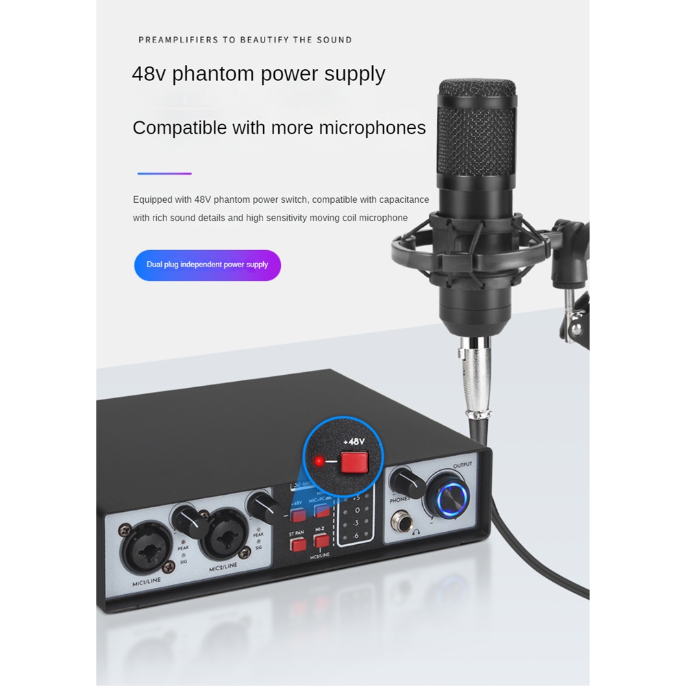 B68C อินเทอร์เฟซเสียง USB 2 เข - Studio Audio Interface With 48V Phantom บทวิจารณ์และราคา