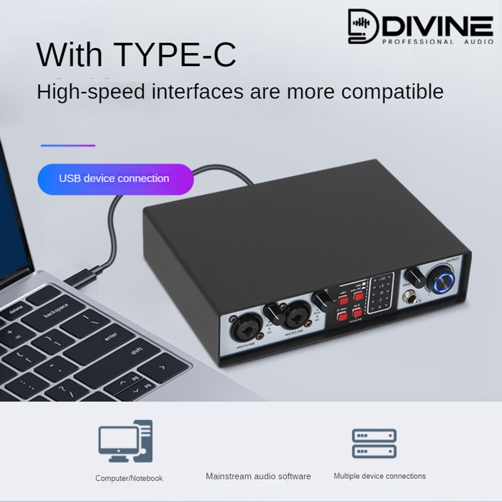 B68C อินเทอร์เฟซเสียง USB 2 เข - Studio Audio Interface With 48V Phantom บทวิจารณ์และราคา