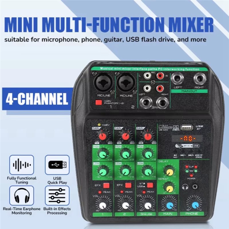 [ใหม่ A09R!】 มิกเซอร์เสียงระดั - Audio Mixer 4 Channel Usb Bluetooth Pc บทวิจารณ์และราคา