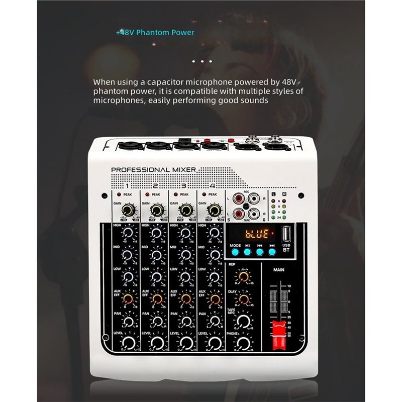 มิกเซอร์เสียง 4 ช่อง พร้อมบลูท - Studio Audio Interface With 48V Phantom บทวิจารณ์และราคา