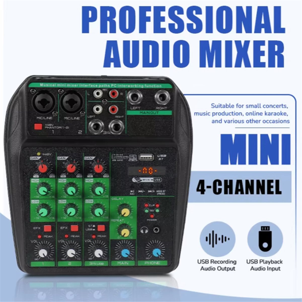มิกเซอร์เสียงระดับมืออาชีพ 4 ช - Audio Mixer 4 Channel Usb Bluetooth Pc บทวิจารณ์และราคา
