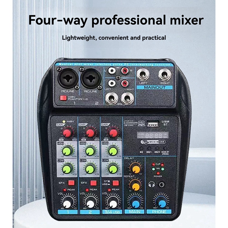 มิกเซอร์เสียง USB ระดับมืออาชี - Audio Mixer 4 Channel Usb Bluetooth Pc บทวิจารณ์และราคา