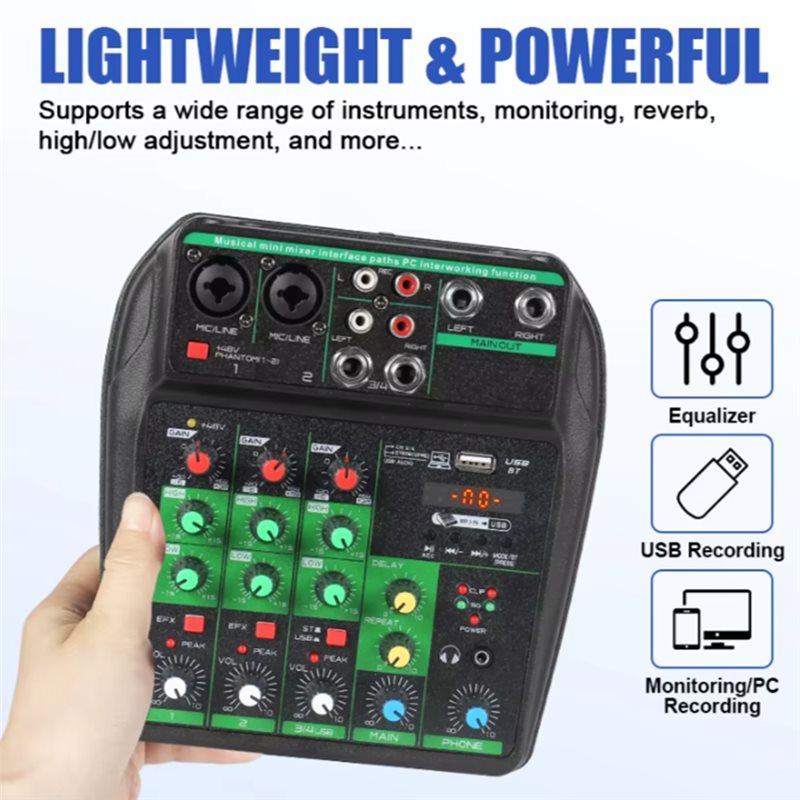LXYB18B มิกเซอร์เสียงระดับมืออ - Audio Mixer 4 Channel Usb Bluetooth Pc บทวิจารณ์และราคา