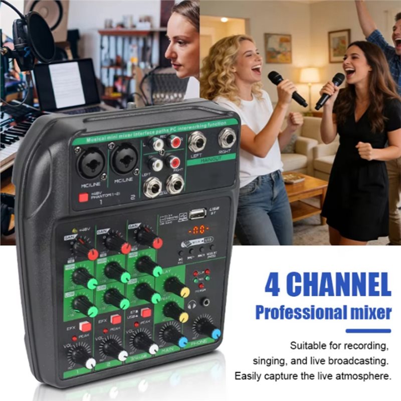 LXYB18B มิกเซอร์เสียงระดับมืออ - Audio Mixer 4 Channel Usb Bluetooth Pc บทวิจารณ์และราคา