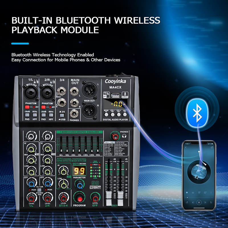 มิกเซอร์ 4 แชนแนล 48V 99 DSP E - Audio Mixer 4 Channel Usb Bluetooth Pc บทวิจารณ์และราคา